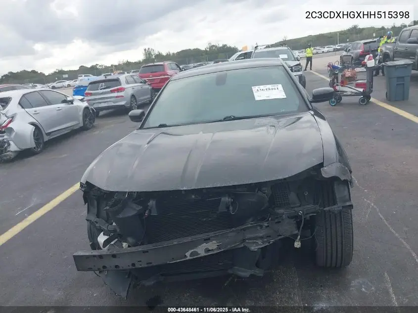 2C3CDXHGXHH515398 2017 Dodge Charger Sxt Rwd