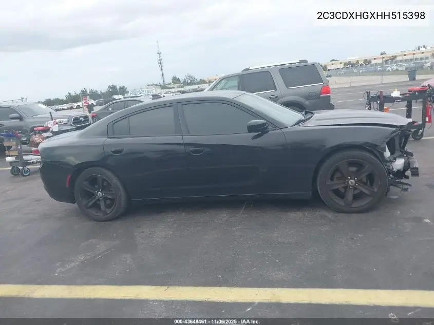 2C3CDXHGXHH515398 2017 Dodge Charger Sxt Rwd