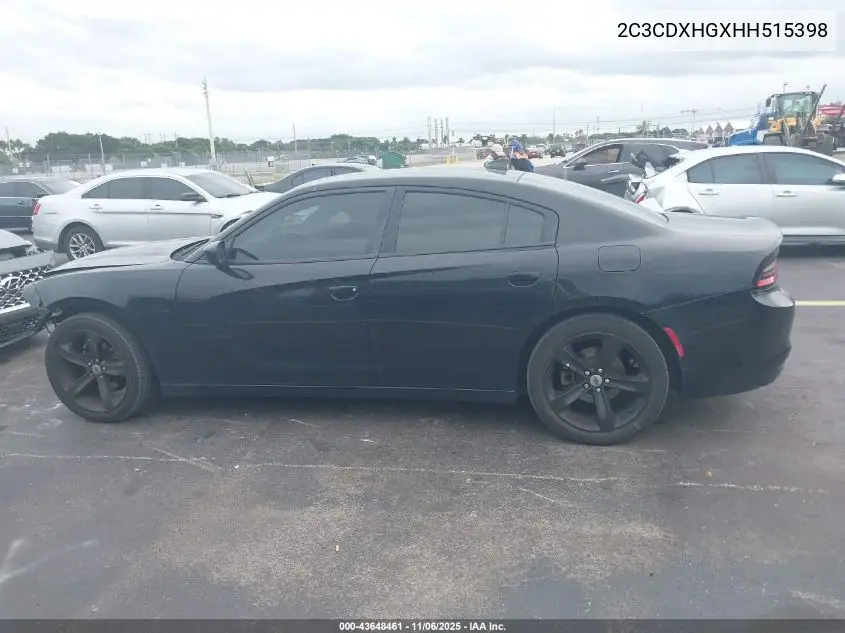 2C3CDXHGXHH515398 2017 Dodge Charger Sxt Rwd