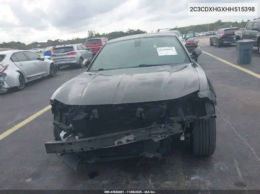 2C3CDXHGXHH515398 2017 Dodge Charger Sxt Rwd