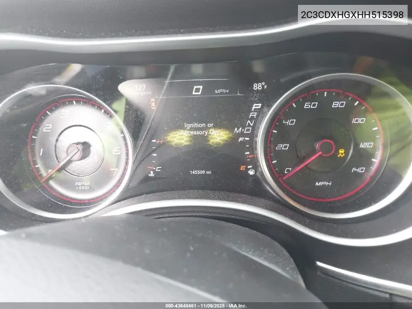 2C3CDXHGXHH515398 2017 Dodge Charger Sxt Rwd