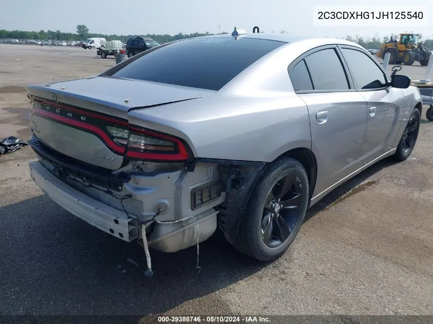 2018 Dodge Charger Sxt Plus Rwd VIN: 2C3CDXHG1JH125540 Lot: 39388746