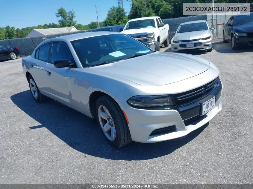 2018 Dodge Charger Police Rwd VIN: 2C3CDXAG3JH289172 Lot: 39475653