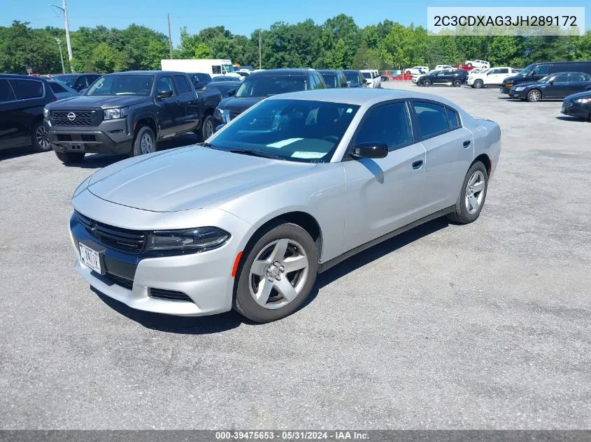 2018 Dodge Charger Police Rwd VIN: 2C3CDXAG3JH289172 Lot: 39475653