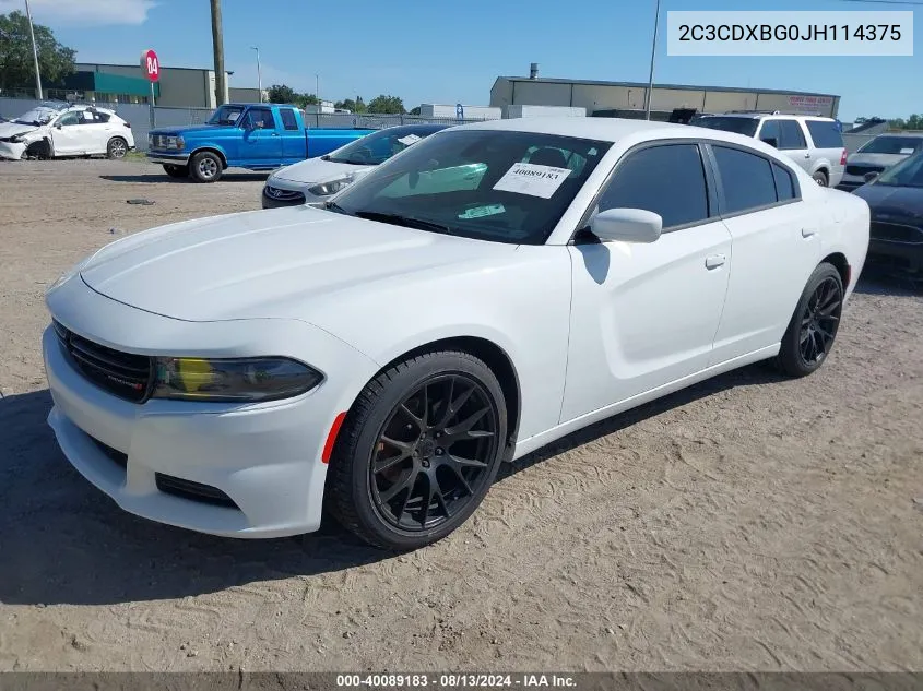 2018 Dodge Charger Sxt Rwd VIN: 2C3CDXBG0JH114375 Lot: 40089183