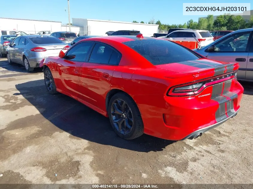 2018 Dodge Charger Sxt Plus Rwd VIN: 2C3CDXHG4JH203101 Lot: 40214115