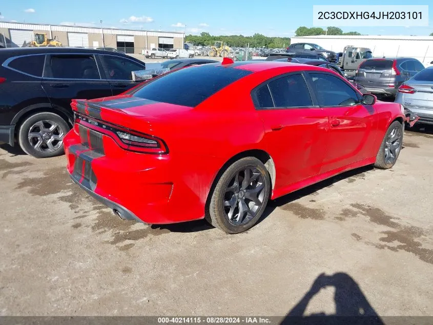 2C3CDXHG4JH203101 2018 Dodge Charger Sxt Plus Rwd