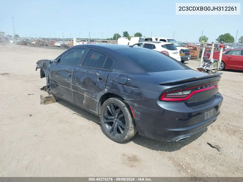 2018 Dodge Charger Sxt Rwd VIN: 2C3CDXBG0JH312261 Lot: 40275276