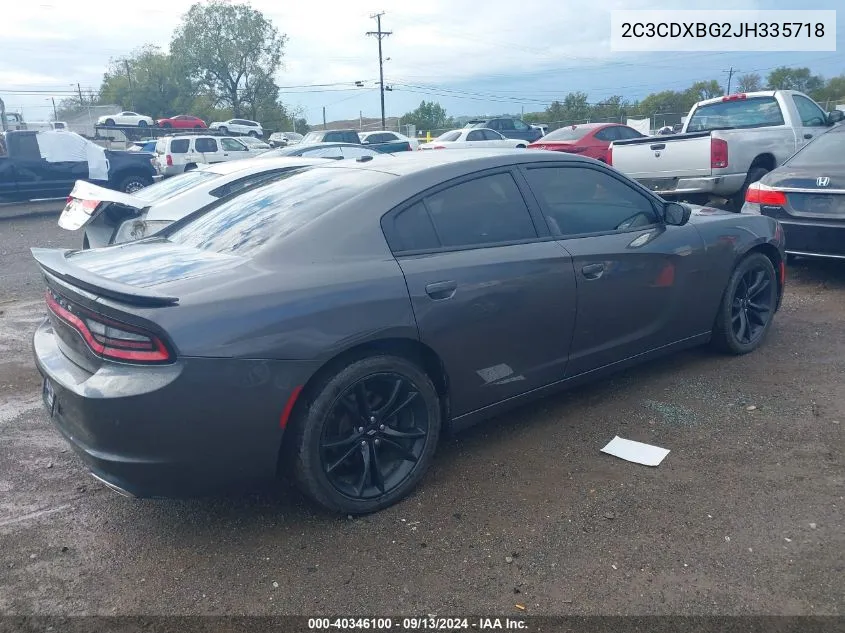 2018 Dodge Charger Sxt Rwd VIN: 2C3CDXBG2JH335718 Lot: 40346100