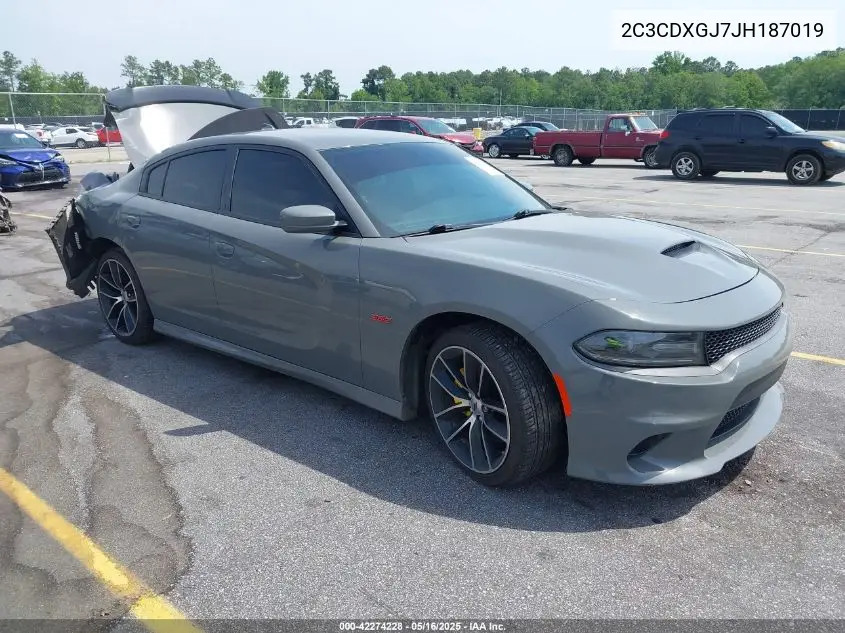 2018 Dodge Charger R/T Scat Pack Rwd VIN: 2C3CDXGJ7JH187019 Lot: 42274228