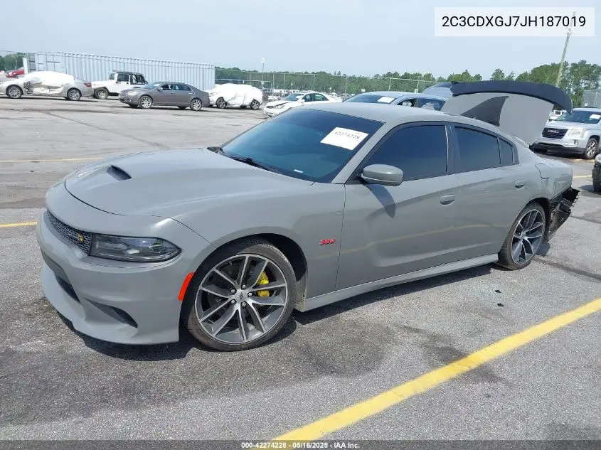 2018 Dodge Charger R/T Scat Pack Rwd VIN: 2C3CDXGJ7JH187019 Lot: 42274228