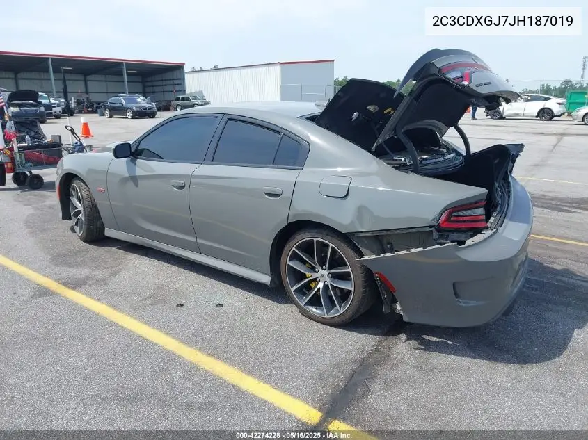 2018 Dodge Charger R/T Scat Pack Rwd VIN: 2C3CDXGJ7JH187019 Lot: 42274228
