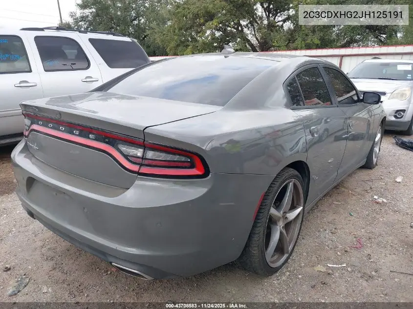 2C3CDXHG2JH125191 2018 Dodge Charger Sxt Plus Rwd