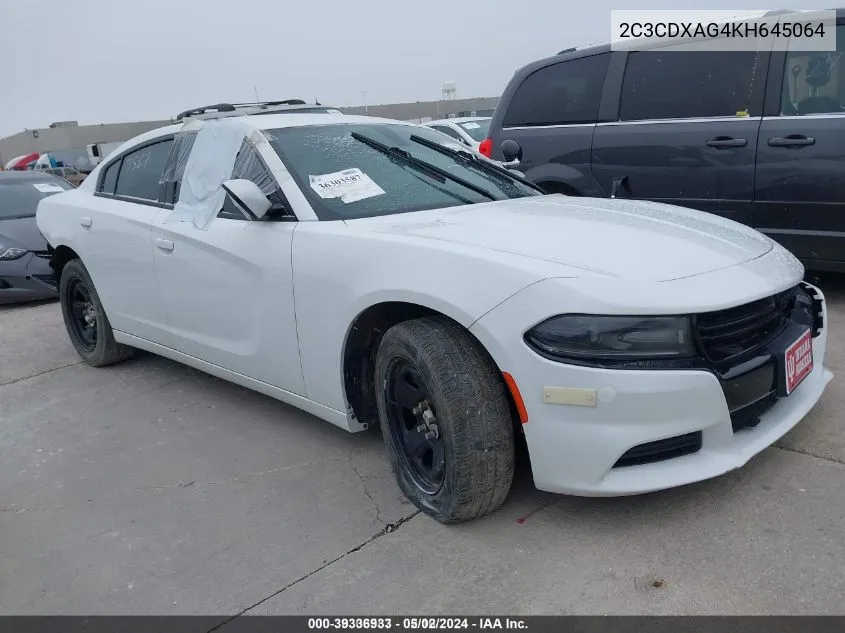 2019 Dodge Charger Police Rwd VIN: 2C3CDXAG4KH645064 Lot: 39336933