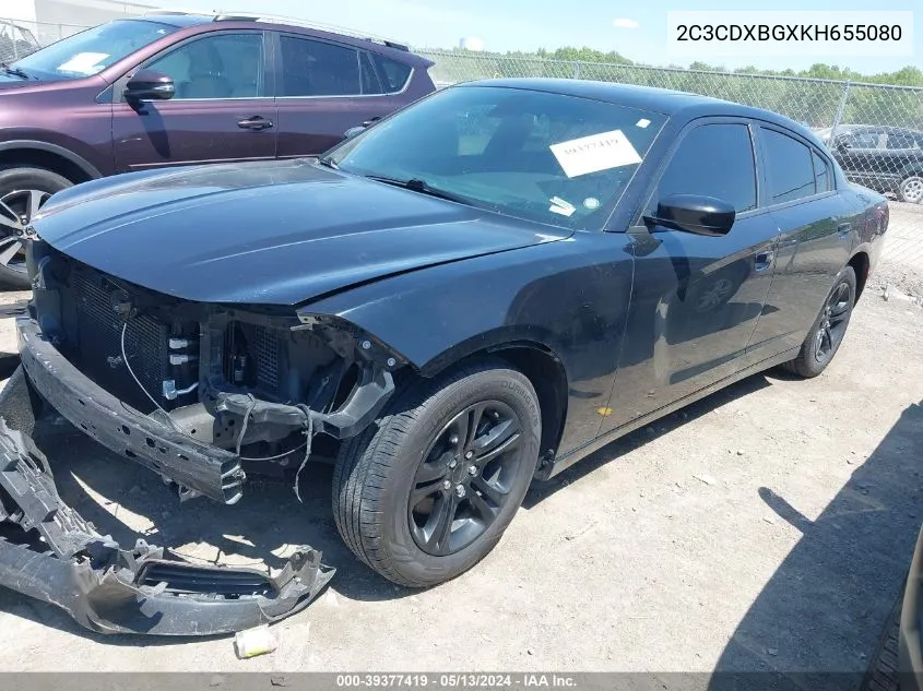 2019 Dodge Charger Sxt Rwd VIN: 2C3CDXBGXKH655080 Lot: 39377419