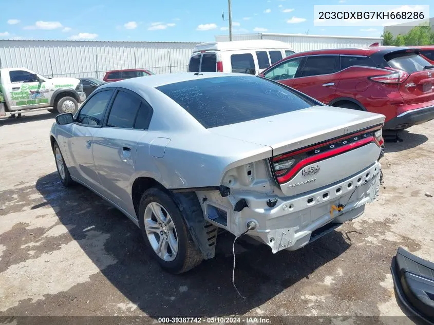 2019 Dodge Charger Sxt Rwd VIN: 2C3CDXBG7KH668286 Lot: 39387742