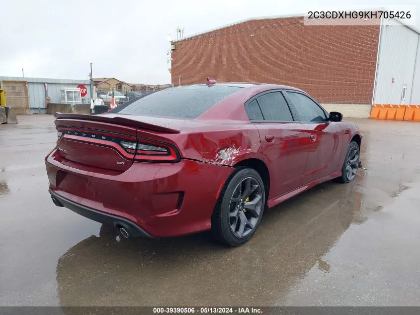 2019 Dodge Charger Gt Rwd VIN: 2C3CDXHG9KH705426 Lot: 39390506