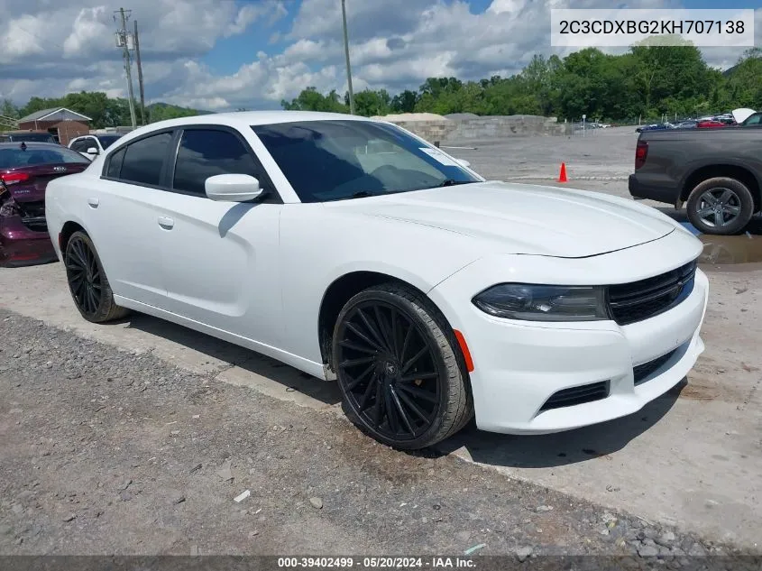 2019 Dodge Charger Sxt Rwd VIN: 2C3CDXBG2KH707138 Lot: 39402499