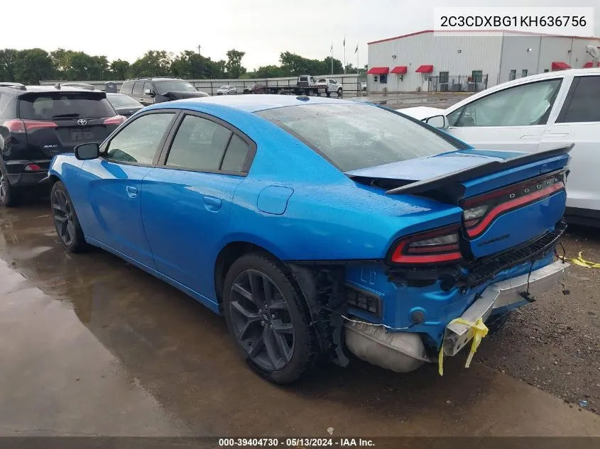 2019 Dodge Charger Sxt Rwd VIN: 2C3CDXBG1KH636756 Lot: 39404730