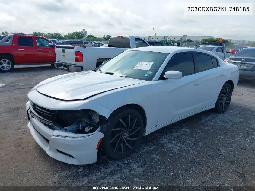 2019 Dodge Charger Sxt Rwd VIN: 2C3CDXBG7KH748185 Lot: 39409836