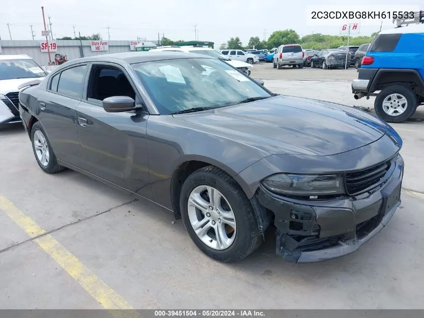 2C3CDXBG8KH615533 2019 Dodge Charger Sxt Rwd