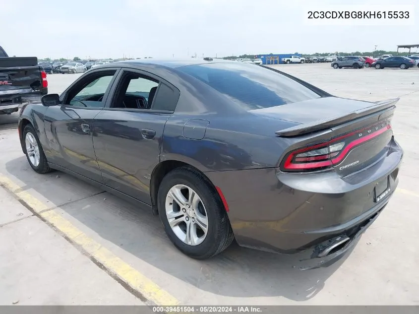 2019 Dodge Charger Sxt Rwd VIN: 2C3CDXBG8KH615533 Lot: 39451504