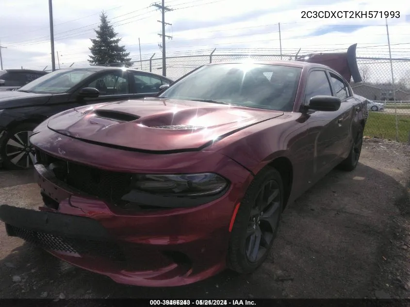 2C3CDXCT2KH571993 2019 Dodge Charger R/T Rwd