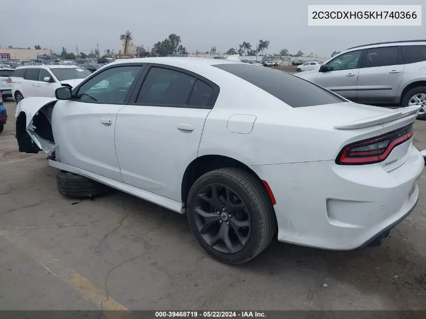 2019 Dodge Charger Gt Rwd VIN: 2C3CDXHG5KH740366 Lot: 39468719