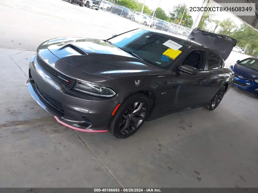 2019 Dodge Charger R/T Rwd VIN: 2C3CDXCT8KH608349 Lot: 40186693