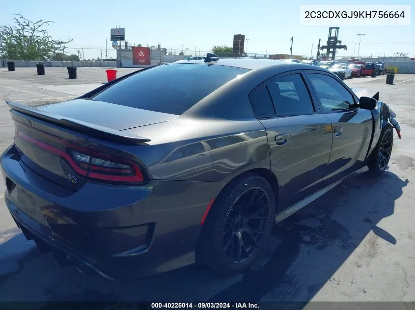 2019 Dodge Charger Scat Pack Rwd VIN: 2C3CDXGJ9KH756664 Lot: 40225014