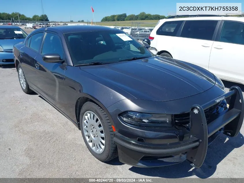 2019 Dodge Charger Police Awd VIN: 2C3CDXKT7KH755358 Lot: 40244720