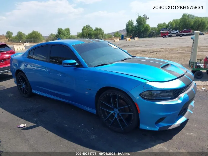 2019 Dodge Charger R/T Rwd VIN: 2C3CDXCT2KH575834 Lot: 40281778