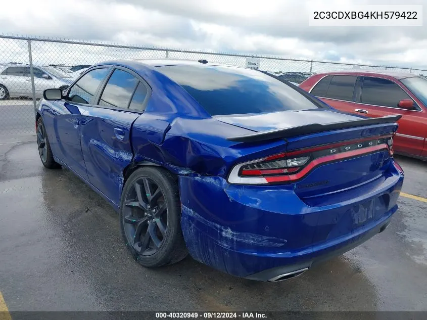 2019 Dodge Charger Sxt VIN: 2C3CDXBG4KH579422 Lot: 40320949