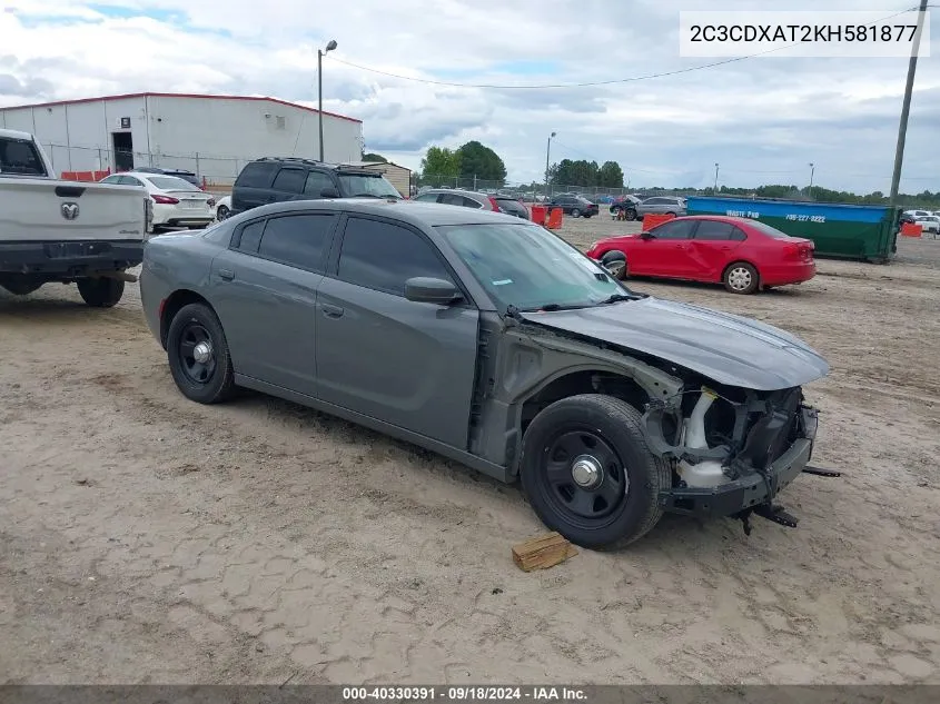 2019 Dodge Charger Police Rwd VIN: 2C3CDXAT2KH581877 Lot: 40330391