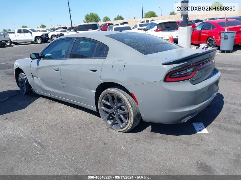 2019 Dodge Charger Sxt Rwd VIN: 2C3CDXBG2KH650830 Lot: 40348224