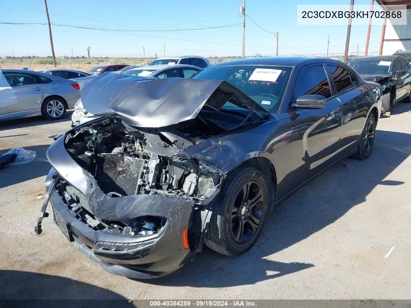 2019 Dodge Charger Sxt Rwd VIN: 2C3CDXBG3KH702868 Lot: 40384259