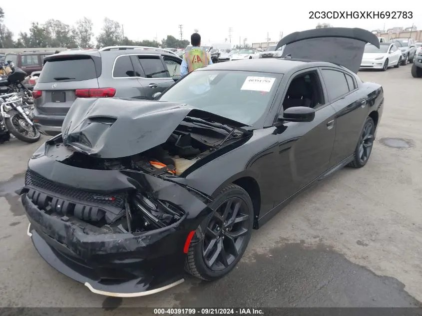 2019 Dodge Charger Gt Rwd VIN: 2C3CDXHGXKH692783 Lot: 40391799