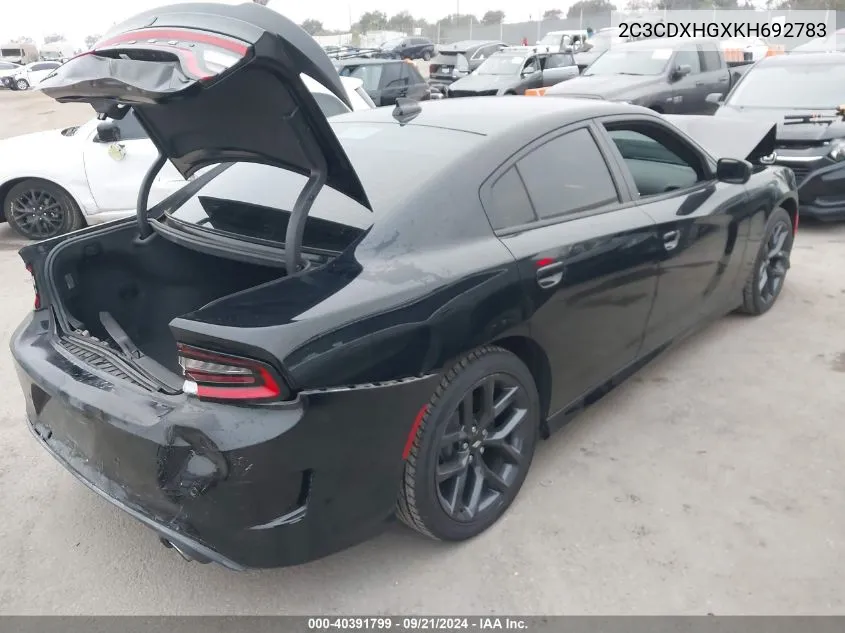 2019 Dodge Charger Gt Rwd VIN: 2C3CDXHGXKH692783 Lot: 40391799