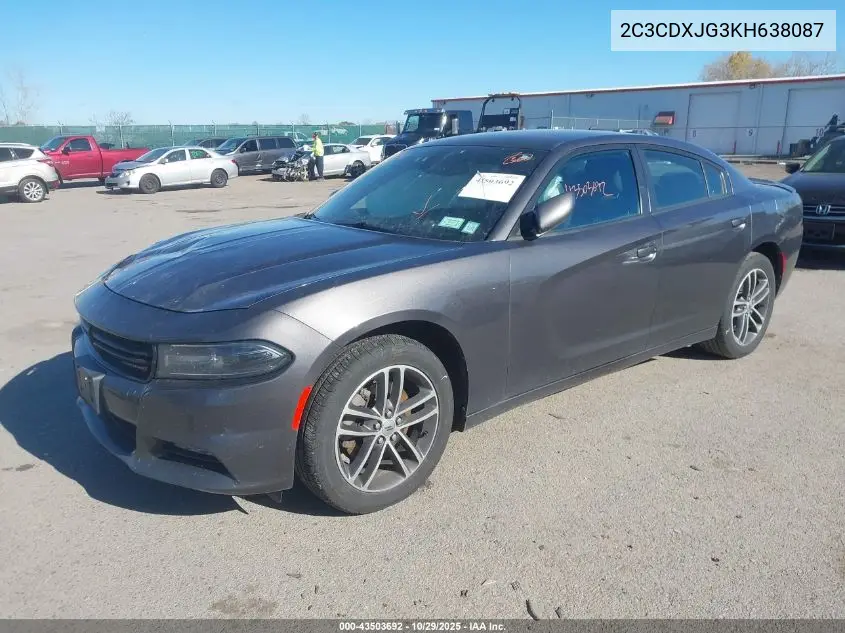 2C3CDXJG3KH638087 2019 Dodge Charger Sxt Awd