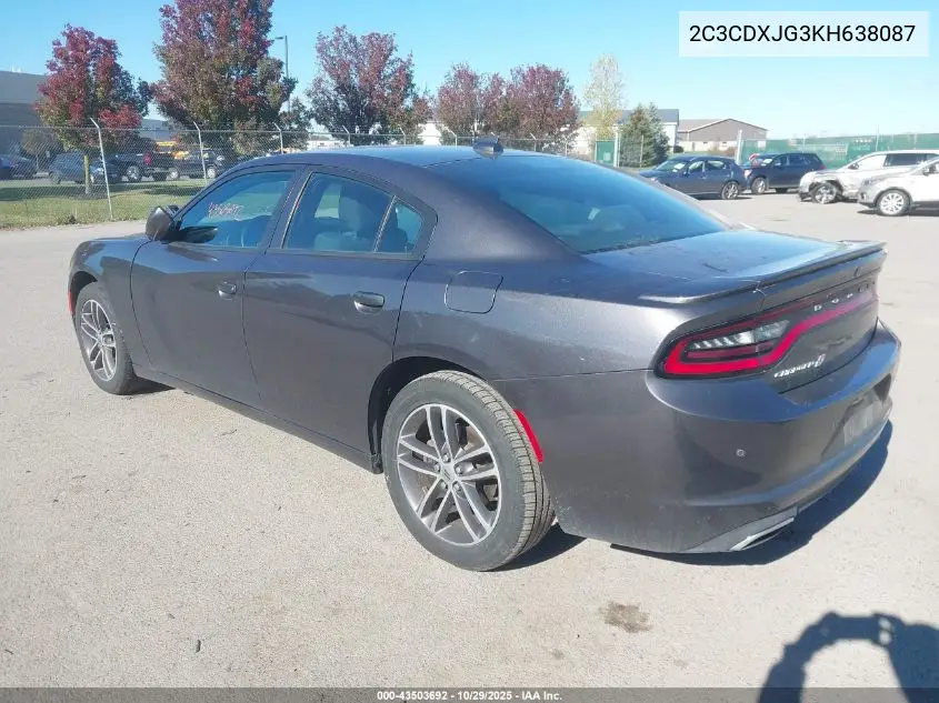 2C3CDXJG3KH638087 2019 Dodge Charger Sxt Awd