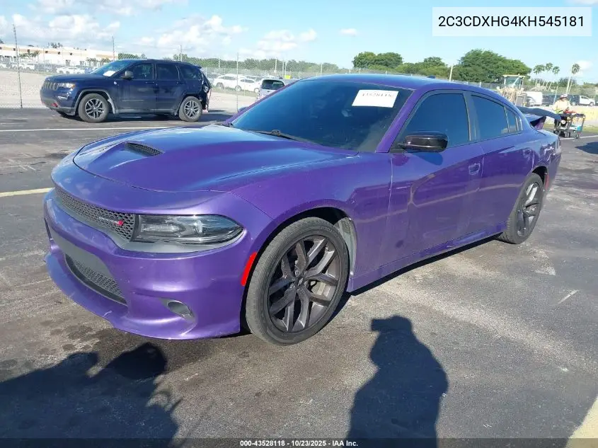 2C3CDXHG4KH545181 2019 Dodge Charger Gt Rwd