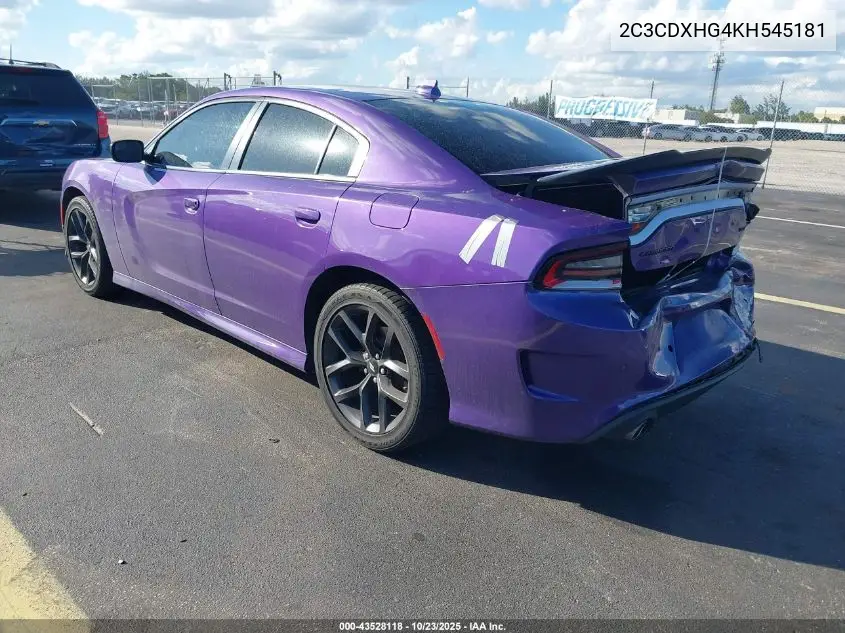 2C3CDXHG4KH545181 2019 Dodge Charger Gt Rwd