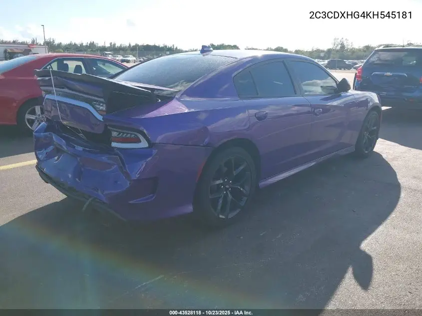 2C3CDXHG4KH545181 2019 Dodge Charger Gt Rwd