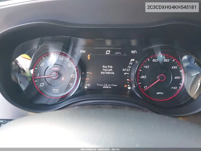 2C3CDXHG4KH545181 2019 Dodge Charger Gt Rwd