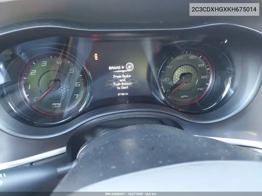 2C3CDXHGXKH675014 2019 Dodge Charger Gt Rwd