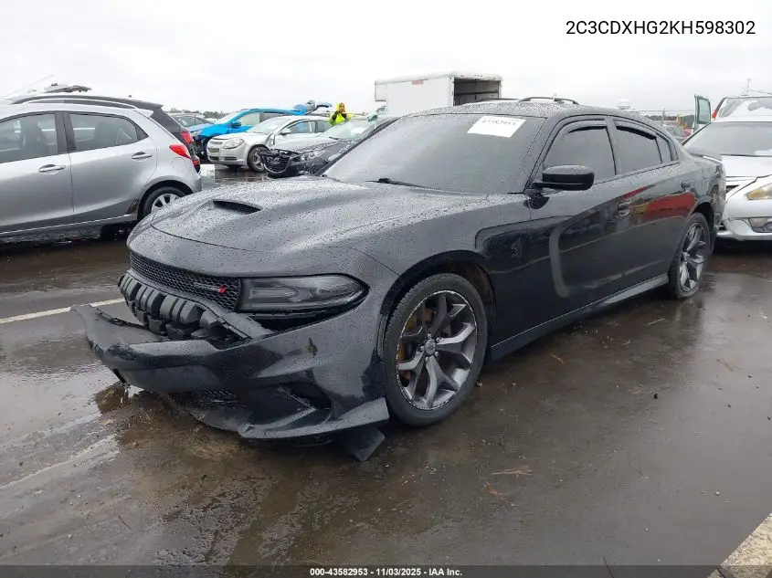 2C3CDXHG2KH598302 2019 Dodge Charger Gt Rwd