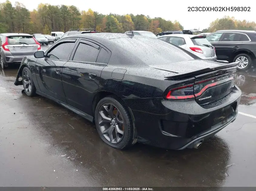 2C3CDXHG2KH598302 2019 Dodge Charger Gt Rwd