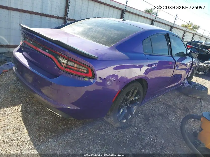 2C3CDXBGXKH726097 2019 Dodge Charger Sxt Rwd