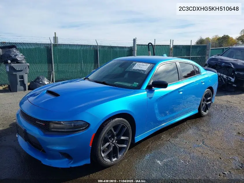 2C3CDXHG5KH510648 2019 Dodge Charger Gt Rwd