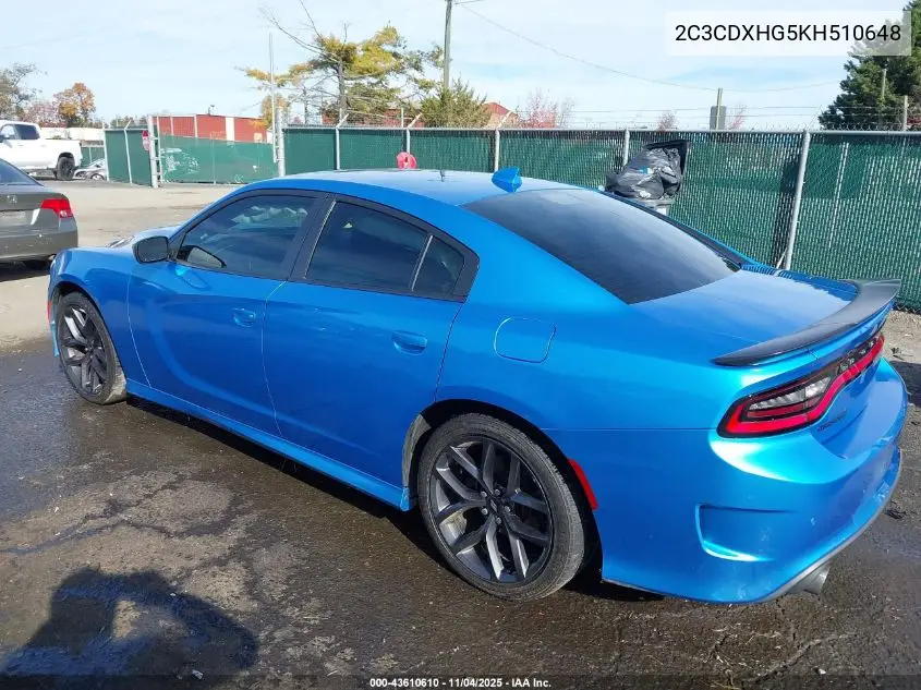 2C3CDXHG5KH510648 2019 Dodge Charger Gt Rwd